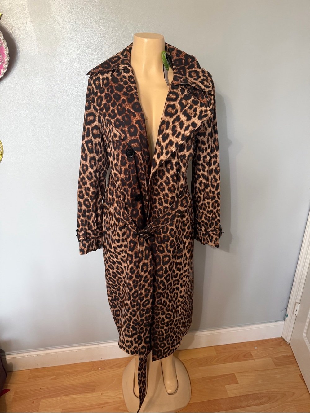 BCBG Leopard Print Trench Coat - Brown/Black